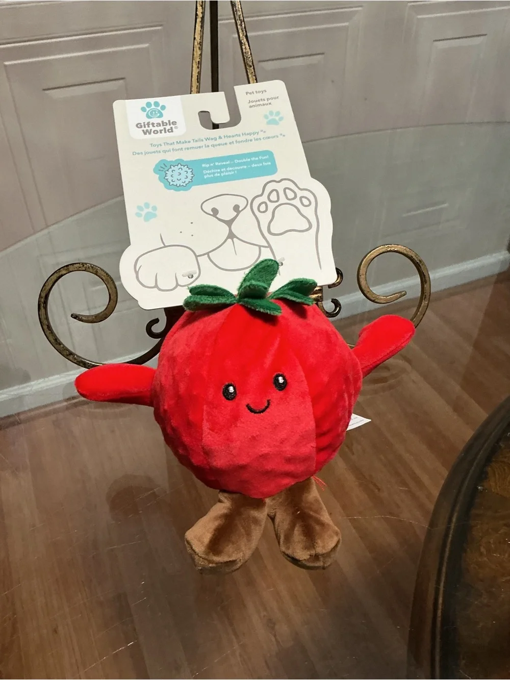 Brand New Giftable Tomato With Legs Dog Toy  with Squeaker 6”